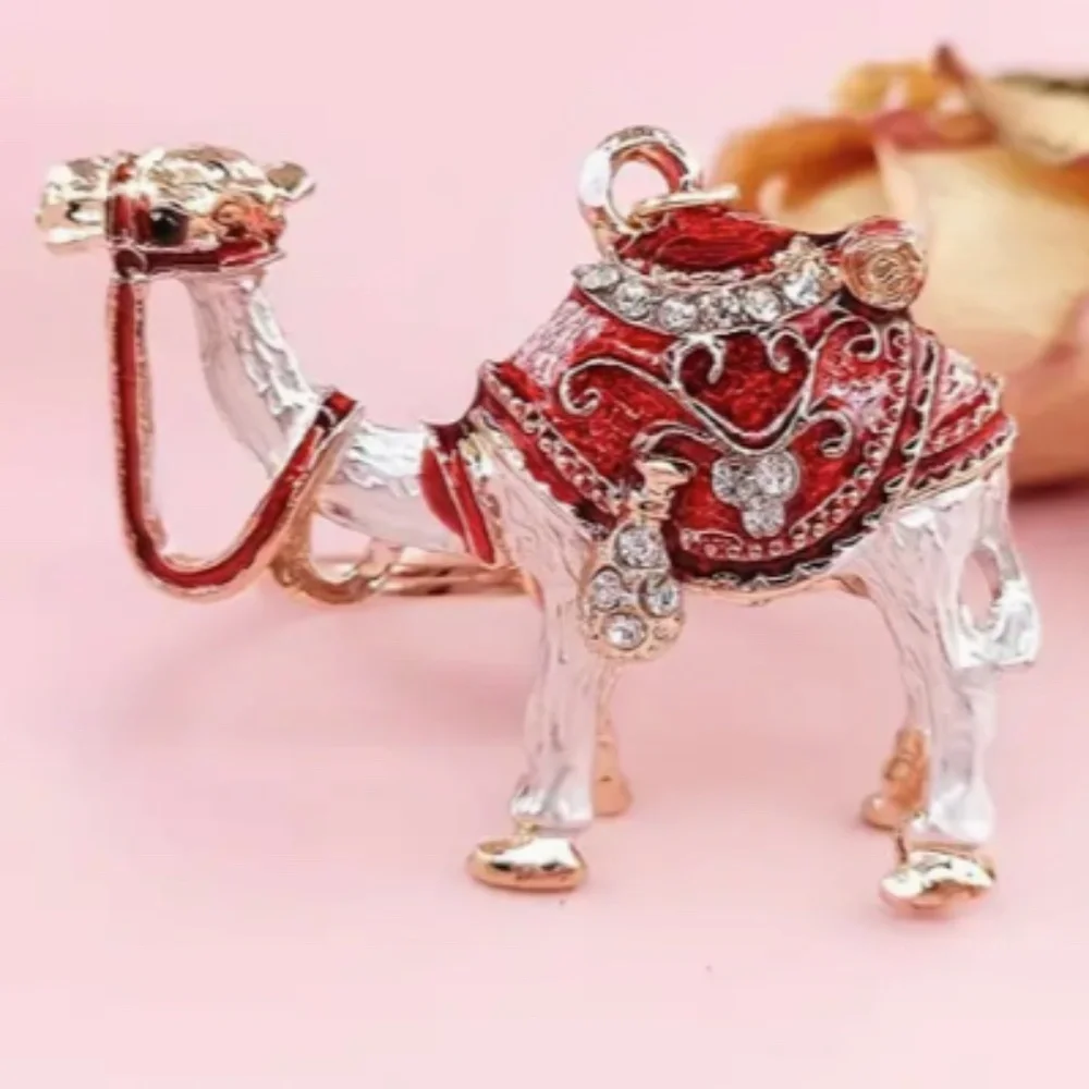 Camel Keychain- Silver body & Gold Accents  - Saddle embellished with crystals